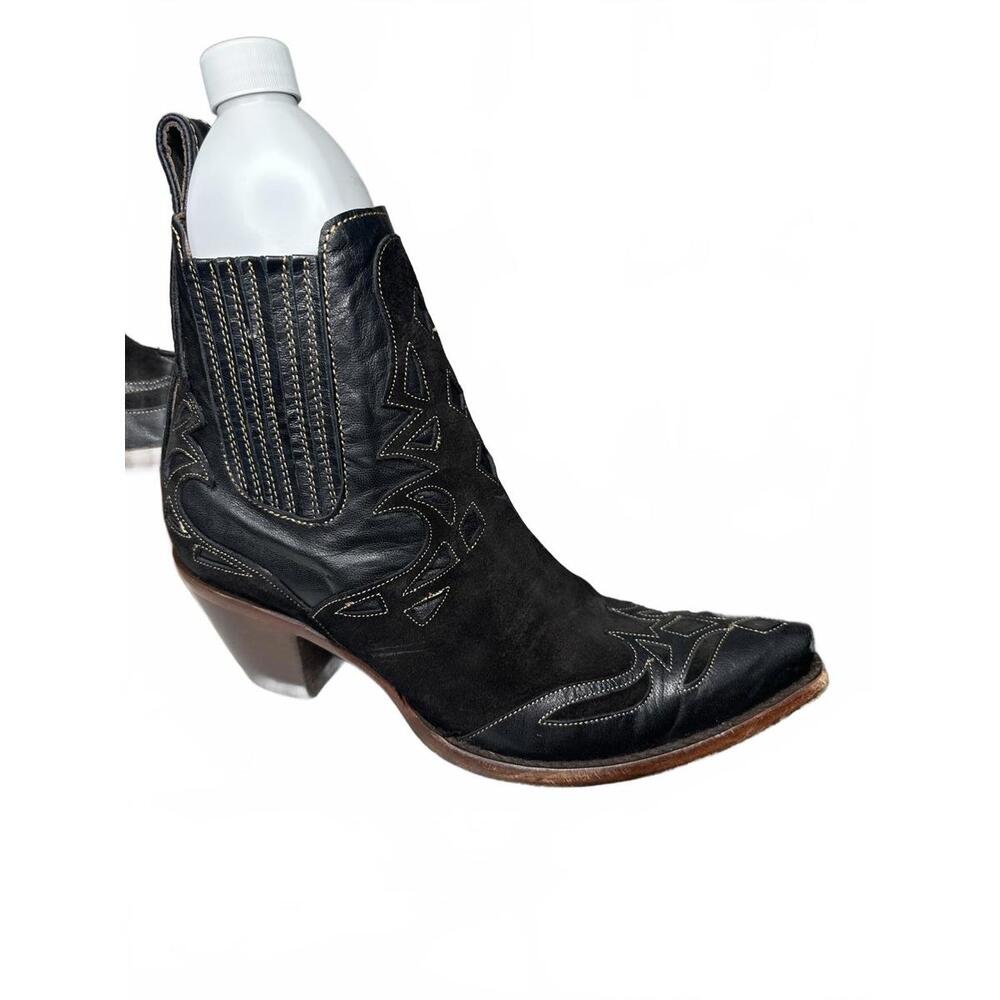 Old Gringo Black Western Bootie Cowboy Boots with Decorative Stitching 8.5